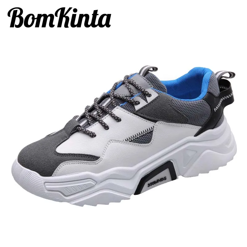 BomKinta High Quality Men Running Shoes Black Green Suede PU Sneakers Chunky Non-slip Jogging Sport Shoes Male Zapatos De Hombre