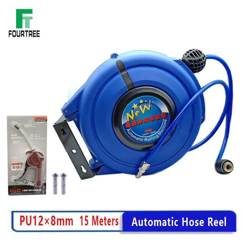 Automotive Hose Reel 15 Meters Pneumatic PU Tube OD 12mm ID 8mm Retractable  Telescopic Drum Rolling Machine Yarn Clamping Pipe - AliExpress