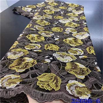 

Fashion Embroidery African French Net Lace Fabric With Stones Nigerian Laces Hot Sale Women African Dresses 5 Yards NA3260B-3