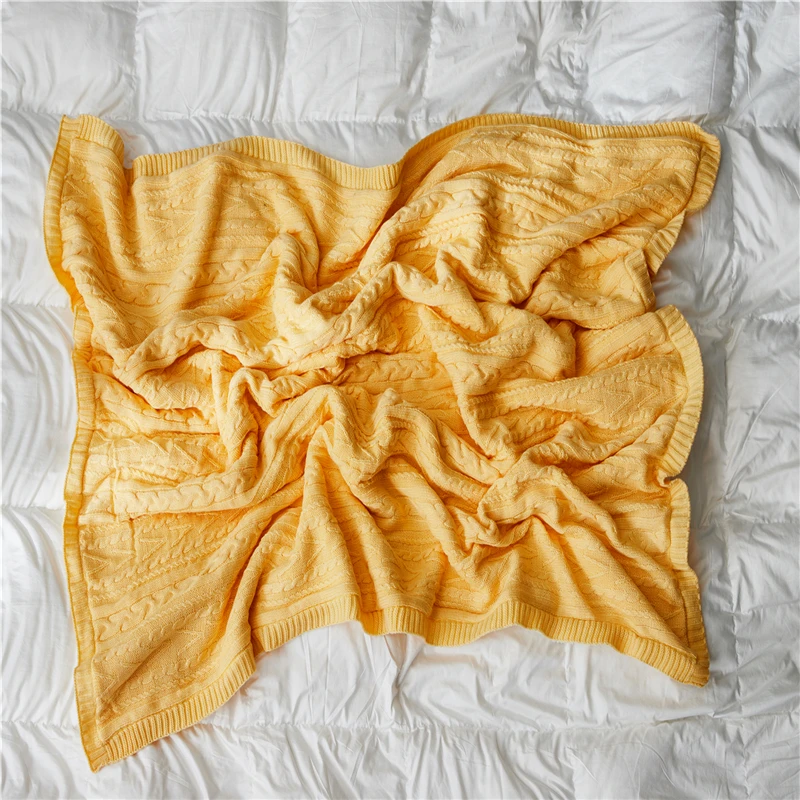 Одеяло в скандинавском стиле, вязаное покрывало для дивана, зимнее модное покрывало, накидка на стул, кровать, диван, украшения 130 см X 160 см, 5 цветов - Цвет: Goose yellow