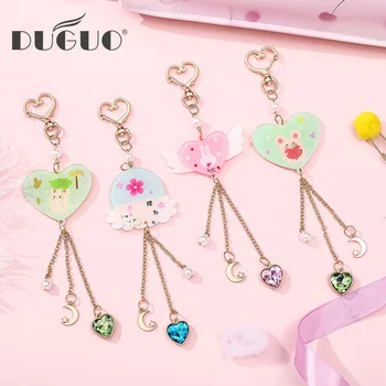 

DUGUO cute stationery ins wind key chain pendant creative keychain girl acrylic fashion pendant key management kawaii supplies