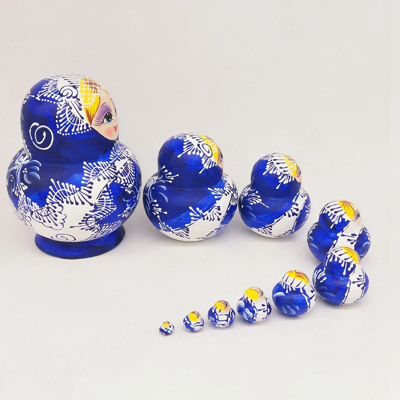 10 шт./компл. деревянный Matryoshka куклы комплект русская матрешка куклы игрушки ручной росписью искусство ремесла домашнего украшения детские рождественские подарки