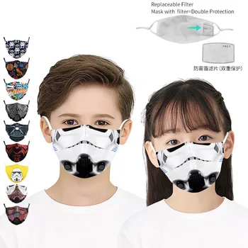 

3PCS Star Wars Face Mask Darth Vader Mandalorian Cosplay 3D Children's Dustproof Masks Washable Reusable Mouth Mask