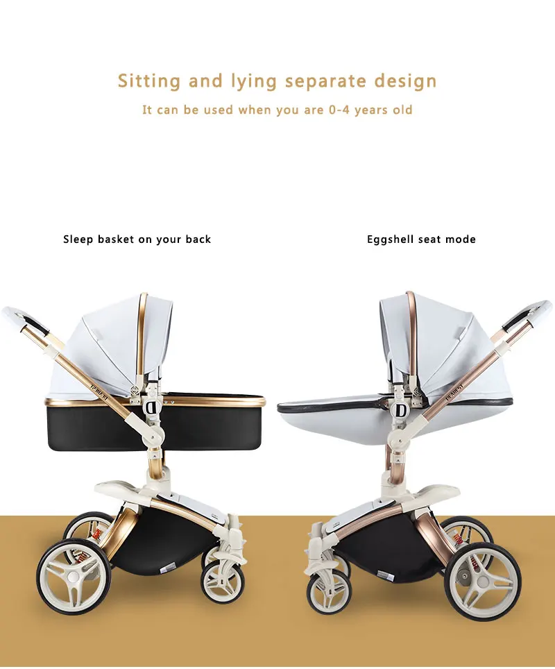 Dearest Diamond baby stroller 2 in 1  with luxury leather baby carriage factory price