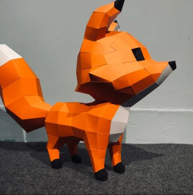 Маленькая лиса 32 см бумага 3D DIY материал ручной работы креативный домашний декор реквизит#3339 ручная работа милые геометрические бумажные фигурки