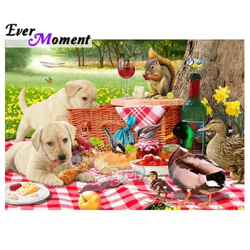 

Ever Moment Craft Handmade Accessories Diamond Mosaic Painting Art Picnic Animals Dog Best Gift For Giving Wall Decor 5L749