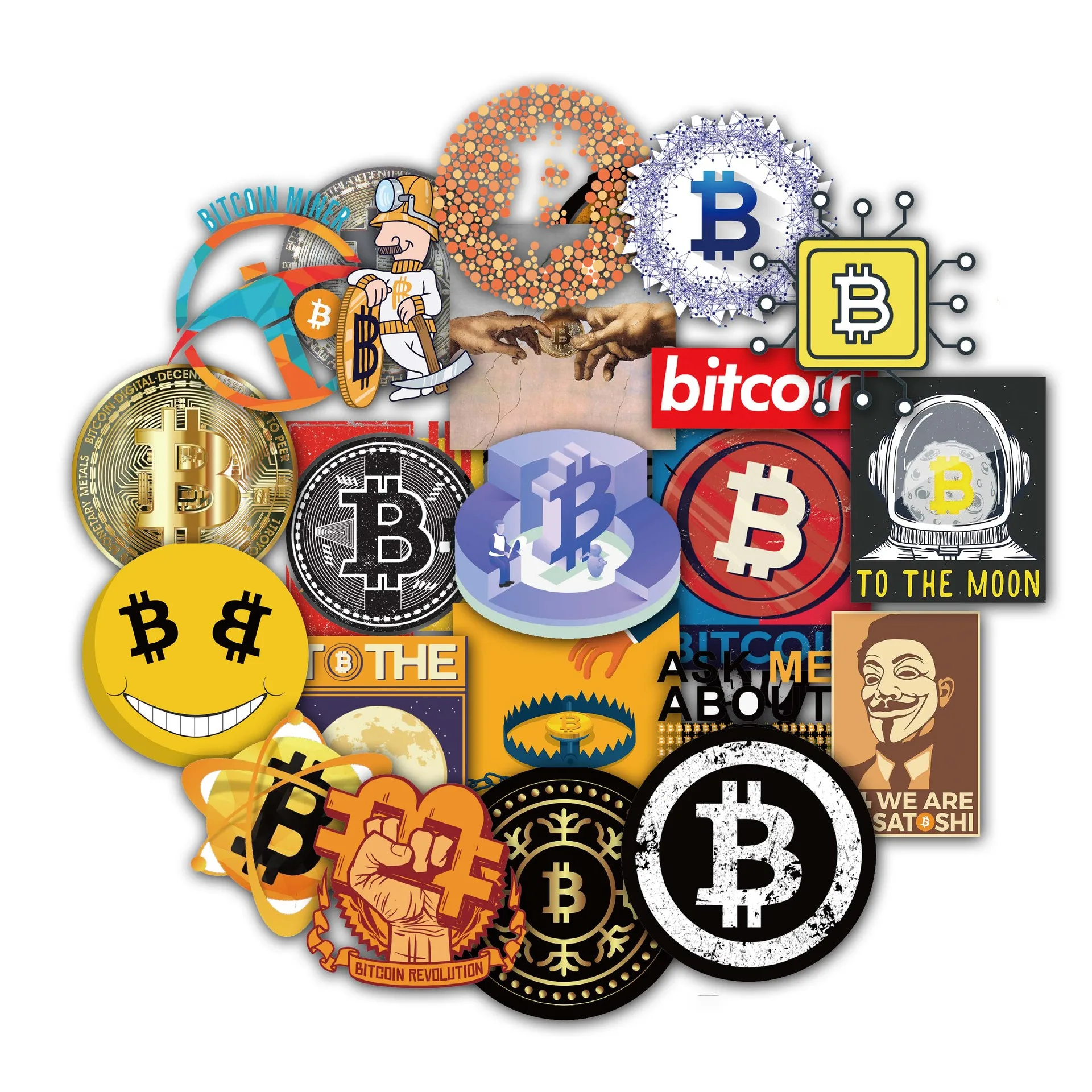 10/30/50PCS Cartoon Bitcoin Verschlüsselte Virtuelle Währung BTC Aufkleber Helm Laptop Skateboard Gepäck Graffiti Aufkleber Aufkleber F5 – Detail 2