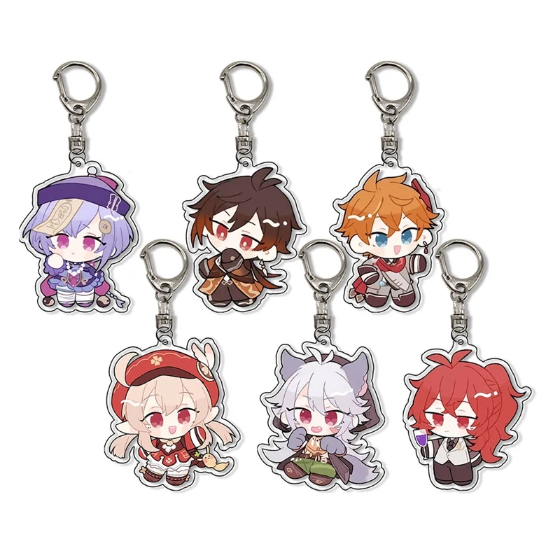 Anime Keychain Genshin Impact Venti Paimon Player Diluc Klee Man Key Chain For Womens Cute Bag Pendant Key Ring Gift