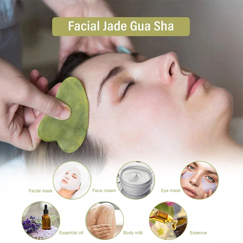 Natural Jade Face Massager Gua Sha Scraper Board Facial Guasha Meridian