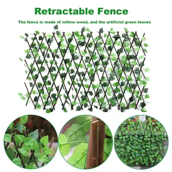 

Artificial Wooden Plant Fence Retractable Expanding Trellis Fence UV Protected Privacy Screen for Garden Backyard Home Decor