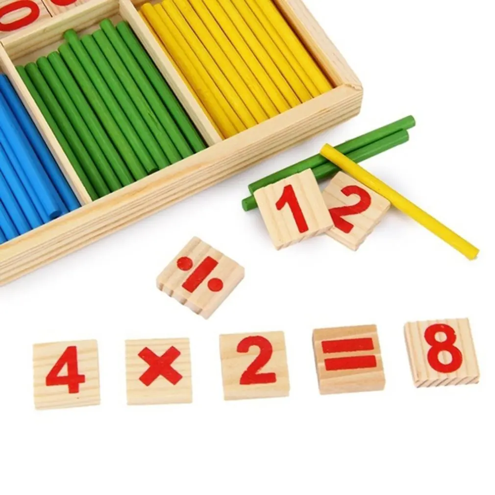 1 Набор Монтессори Деревянные математические числа игровые джойстики Математика Раннее Обучение подсчет Развивающие игрушки для детей Подарки