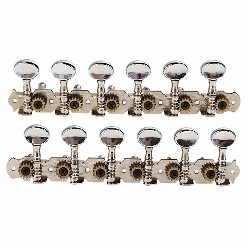

A Set 6R6L Chrome String Tuners Tuning Pegs Keys Machine Heads For 12 Strings Guitar Accessories Parts With Round Button