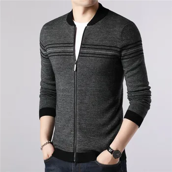 

Brand Sweater Coat Men Casual Striped Cashmere Wool Cardigan Men 2019 New Arrival Autumn Winter Warm Zipper Coats