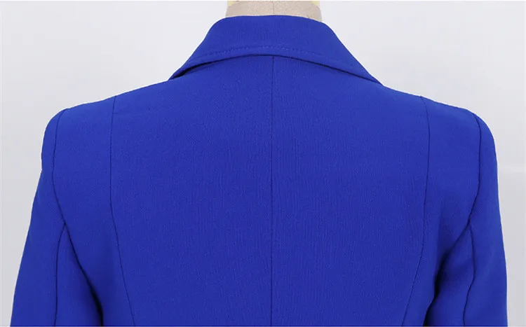 Fashion Week Women's 2-Pieces Autumn Elegant Blue Fashion Single-Breasted Bussines Office Lady Blazer Trousers Suit