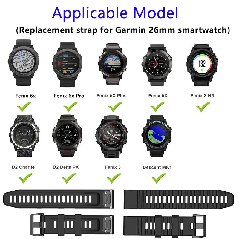 Силиконовый ремешок для Garmin Fenix 6X GPS/6X PRO/5X Sapphire|Смарт-аксессуары| |