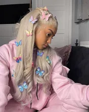 NAstyle-peluca con malla Frontal de cabello humano para mujer, postizo de encaje transparente, color rubio ceniza, Remy, brasileño, 613