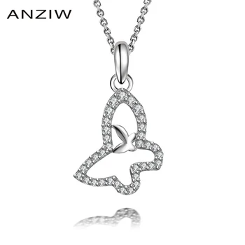 

AINUOSHI Luxury 925 Sterling Silver Pendant Necklace for Women Hallow Butterfly Long Chain Necklaces Wedding collar de plata