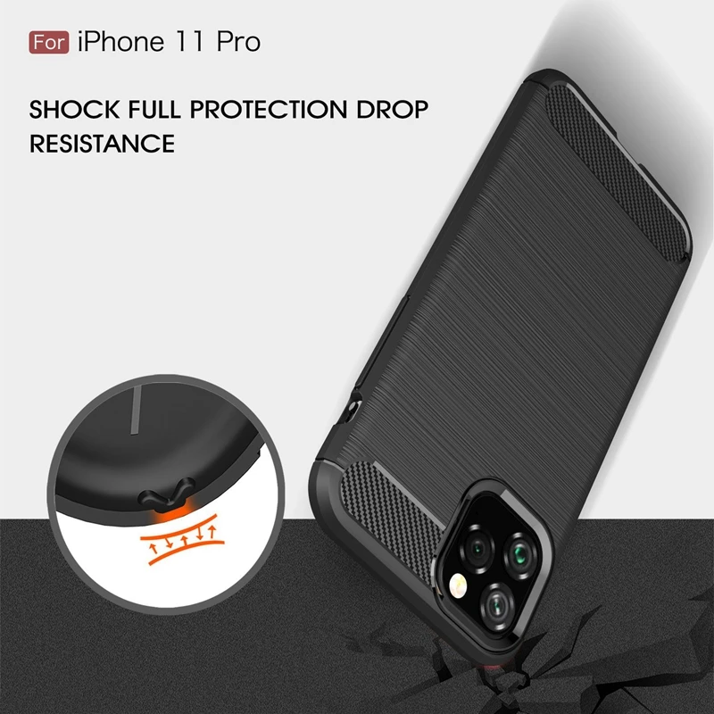 Для 11 Pro Max чехол из углеродного волокна роскошный противоударный ультра-тонкий мягкий чехол из ТПУ-5,8 дюйма