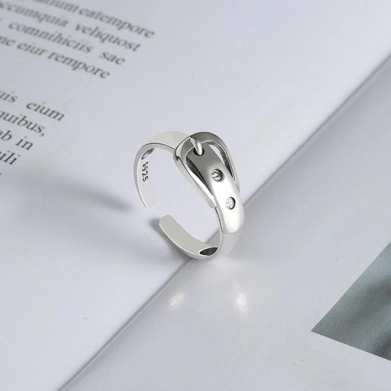Vintage Ancient Silver Color Belt Shape Geometric Open Rings for Women Punk Hip Hop Adjustable Ring Fashion Jewelry Best Gift | Украшения и