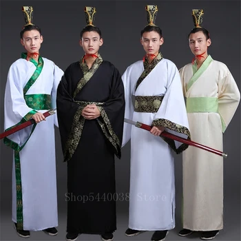 

Chinese Traditional Man Hanfu Dress New Year Oriental Ancient Performance Stage Folk Dance Costumes Han Dynasty Cosplay Robes