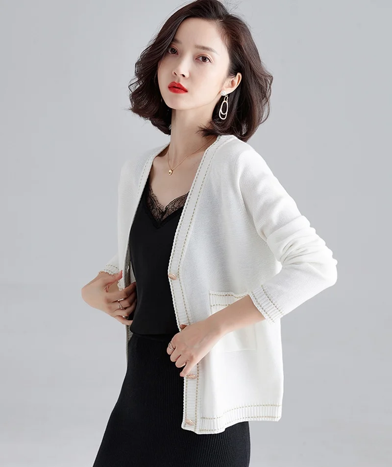 Women Caridgan Sweaters V Neck Solid Causal Knitwear Single Breasted Casual Knit Cardigan Outwear Winter Jacket Coat AA4996
