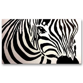 

Kids Bedroom Decoration Wall Art Handmade Abstract Black And White Zebra Oil Painting Canvas Wall Decor Picture Canvas Art