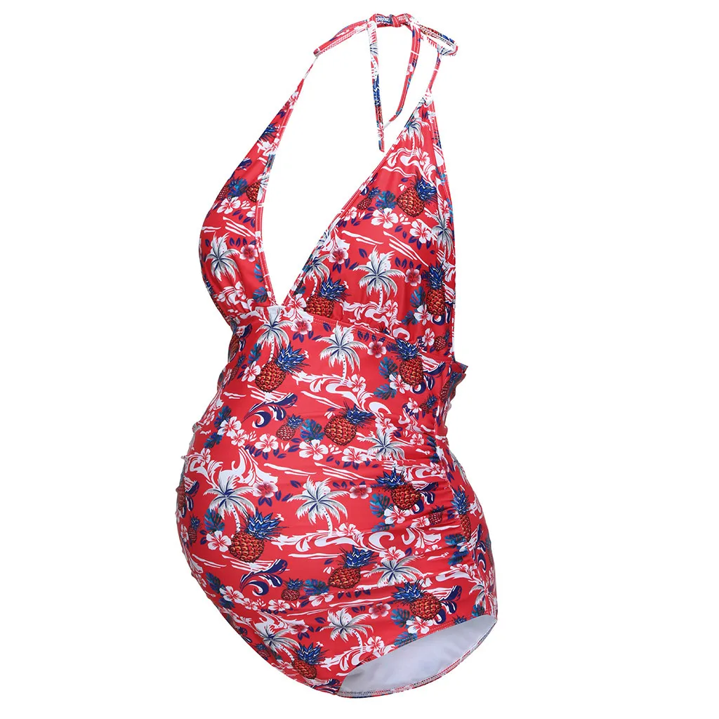 Танкини для беременных женщин цветочный принт бикини Купальник пляжная одежда с v-образным вырезом костюм для беременных купалник Maillot De Bain Femme