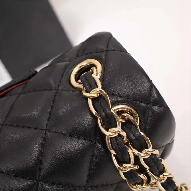Горячее предложение! Распродажа! CHALLEN Классическая Роскошная брендовая дизайнерская женская сумка на плечо лучшее качество натуральная кожа женская сумка с коробкой - Цвет: Black Gold chain