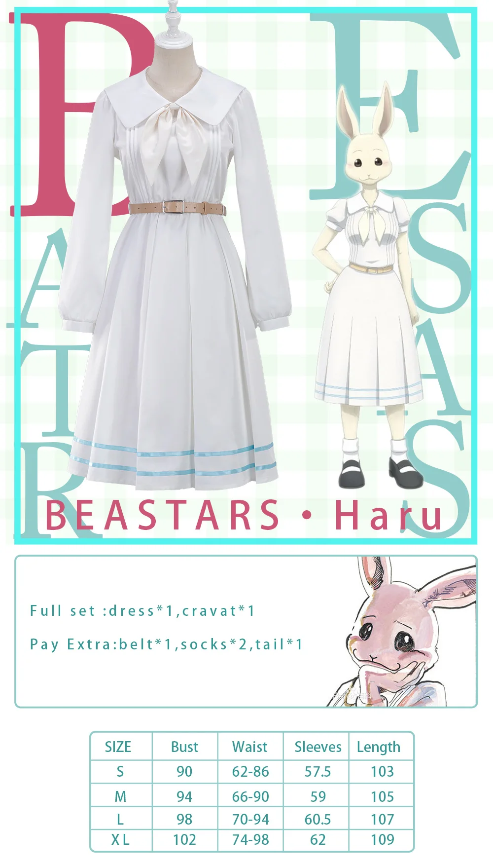 WOWO U Uwowo Anime Beastars Haru Cosplay Costume Uniform White Rabbit Animal Cute Dress Girl Senpai Outfits -Zentai shop online Hd188a11af7644ff79abb82a7331620f38.jpg