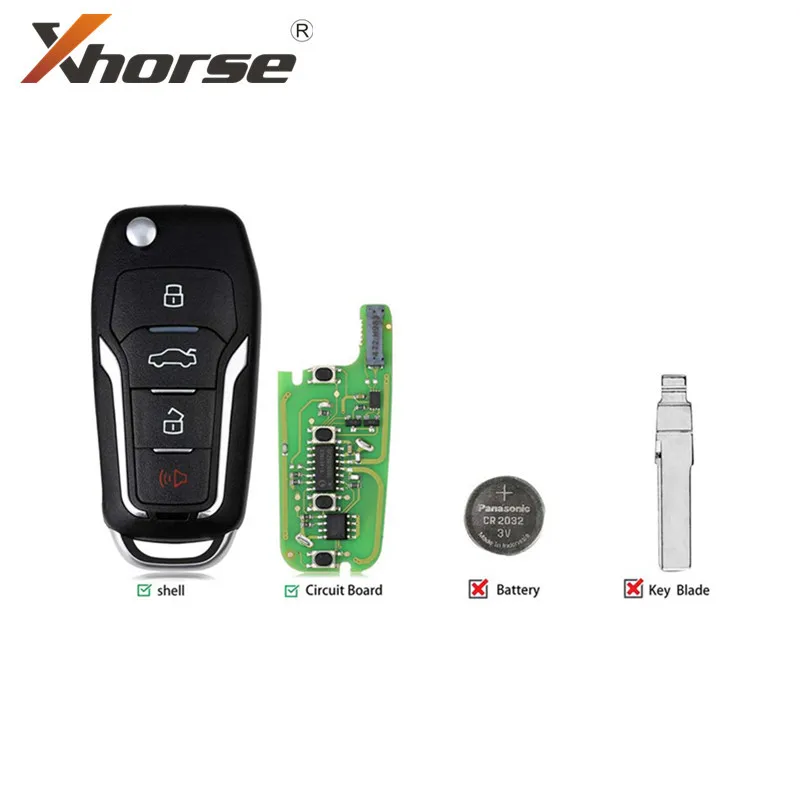 Супер удаленный ключ Xhorse VVDI2 XEFO01EN для Ford Style Flip 4 кнопки Тип встроенный супер чип 1
