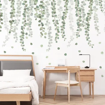 

Green Leaves Rattan Wall Stickers Room Decor Aesthetic Self Adhesive Poster Wall Decal PVC Wallpaper Murals