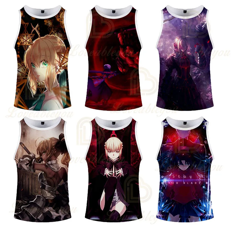 

Japan Anime Fate Stay Night Gyms Tanks Summer Harajuku Men/Women's 3d Print Tank Top Unisex Workout Fitness Sleeveless Shirts