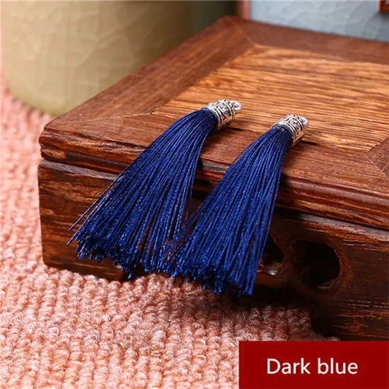 Dark blue tassels 1 упаковка, подвесное кольцо, ментальные колпачки, кисточка, бахрома, подвеска, сделай сам, рукоделие, кисточки, отделка одежды, занавески, Декор, серьги, ювелирные изделия, компоненты - Цвет: Dark blue tassels