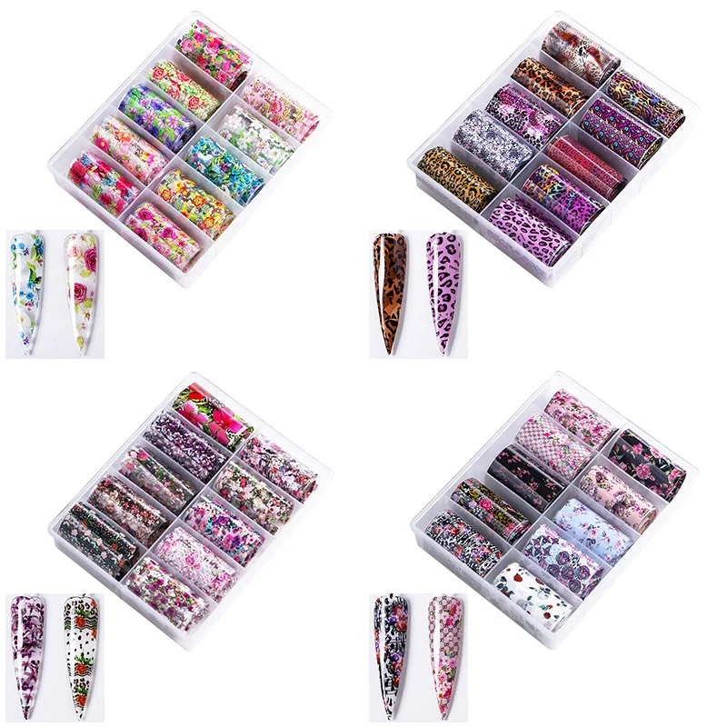 10Design/Set 4*100cm DIY Holographic Transfer Foil Nail Art Sticker Starry Paper Suitable for UV gel and acrylic nails | Красота и