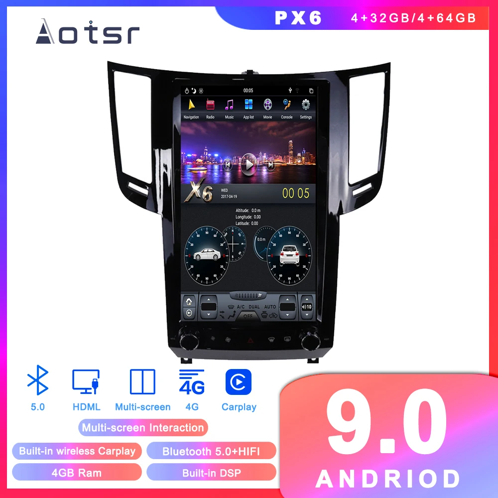 Автомобильный DVD-плеер Tesla styel Android 9 GPS-навигатор для Infiniti FX35 FX37 FX50 QX70 2009-2016