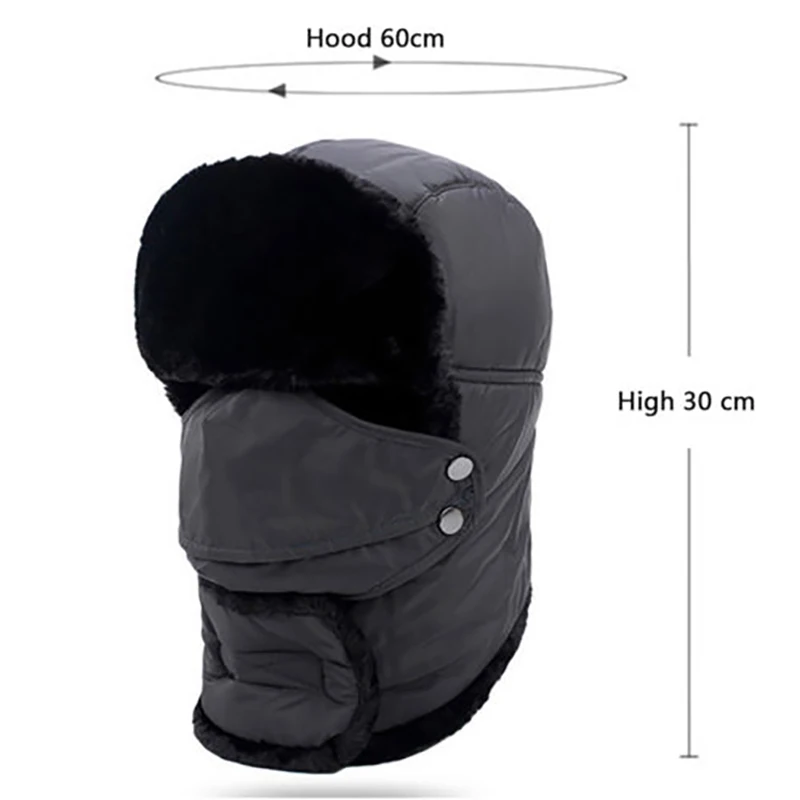 Fashion Trapper Hat Snow Cap Waterproof with Mask Windproof Winter Russian Ski Cap New Sports Ushanka Earmuffs
