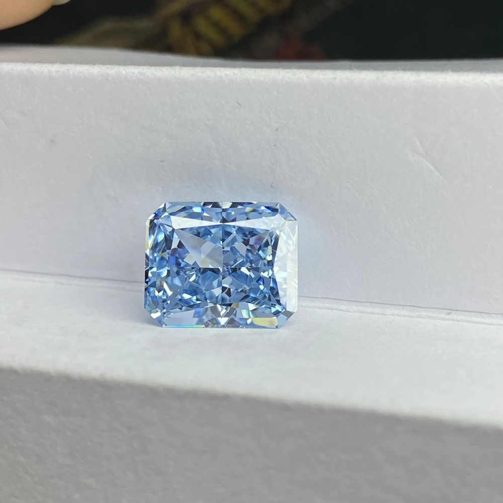 Meisidian 6A CZ 10x12mm 12 CTS Crushed Radiant Cut Light Ice Blue Cubic Zircon Diamond Stone