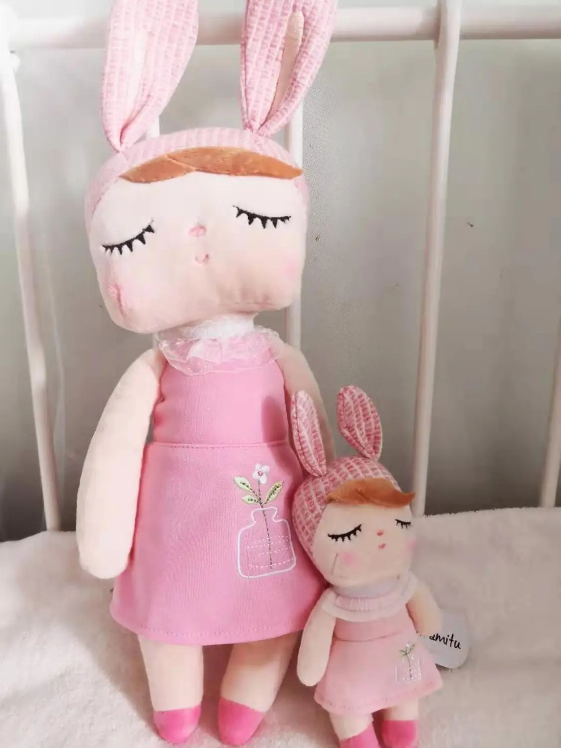 Стиль уникальные подарки милая кукла Анжела Кролик Metoo Детская плюшевая кукла для детей велосипед чайник пудинг - Цвет: big and small pink2