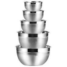 HOT Stainless Steel Mixing Bowl (Set of 5) Fruit Salad Bowl Storage Bowl Set Kitchen Salad Bowl