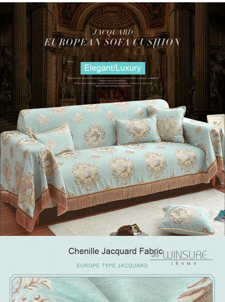 Details about   Chenille Retro Sofa Covers 2/3/4/5 Seater Sectional Tassels Slipcover Non Slip 