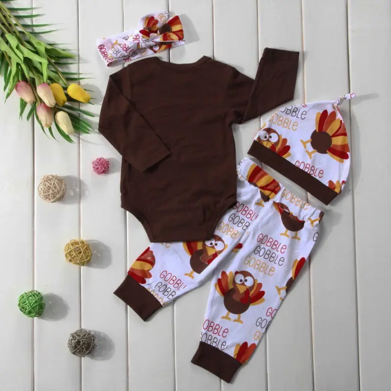 Emmababy ползунки «индейка» для новорожденных на День Благодарения, штаны, шапка, повязка на голову, комплект одежды