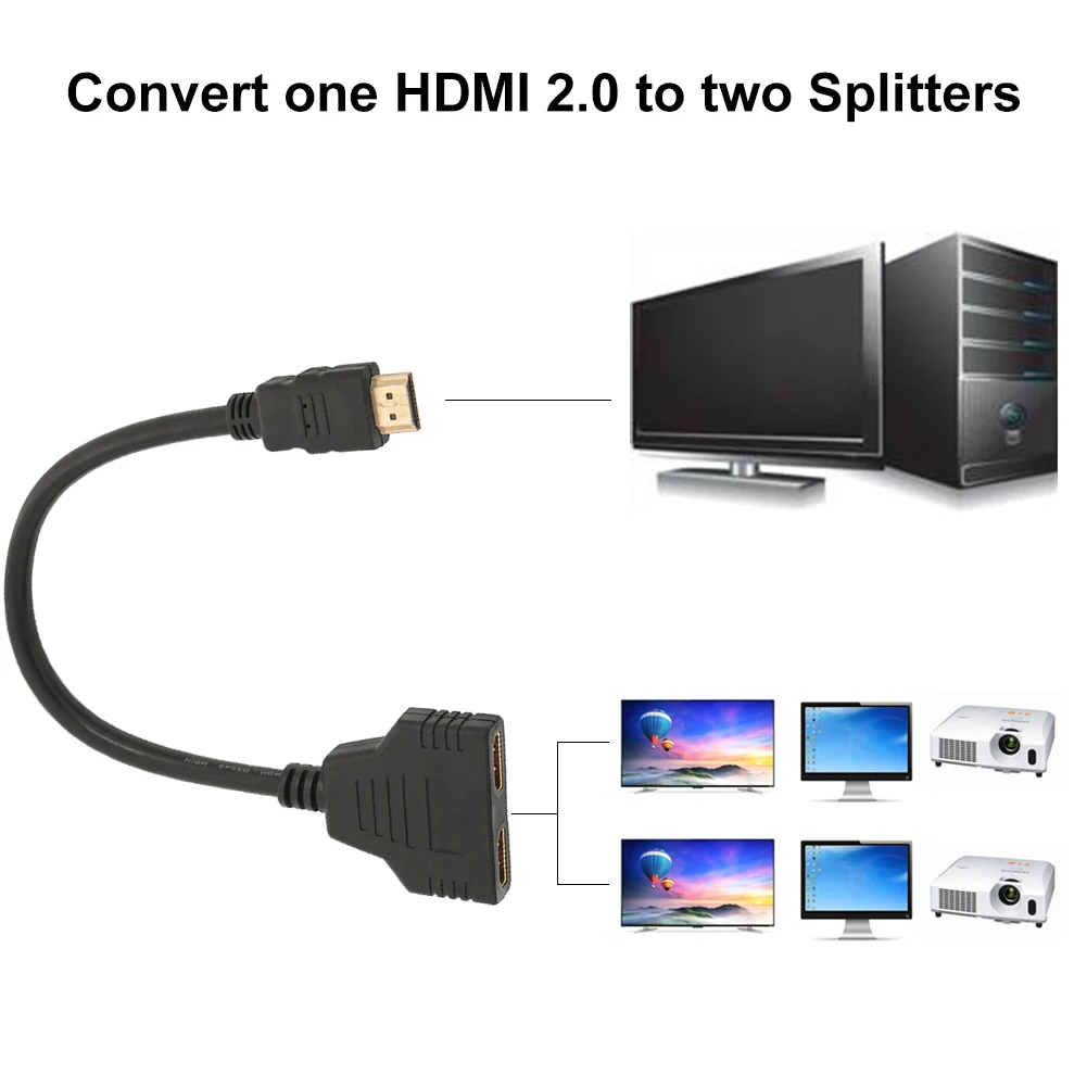 4K HDMI 2,0 кабель сплиттер адаптер 1 в 2 Выход HDMI штекер 2 HDMI конвертер UHD поддержка Ultra HD 3D