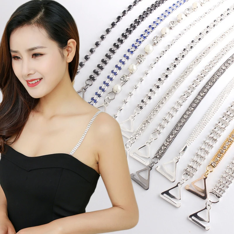 Новые посеребренные металлические сексуальные бретели для бюстгальтера со стразами для женщин, элегантный Кристальный бюстгальтер, аксессуары для нижнего белья