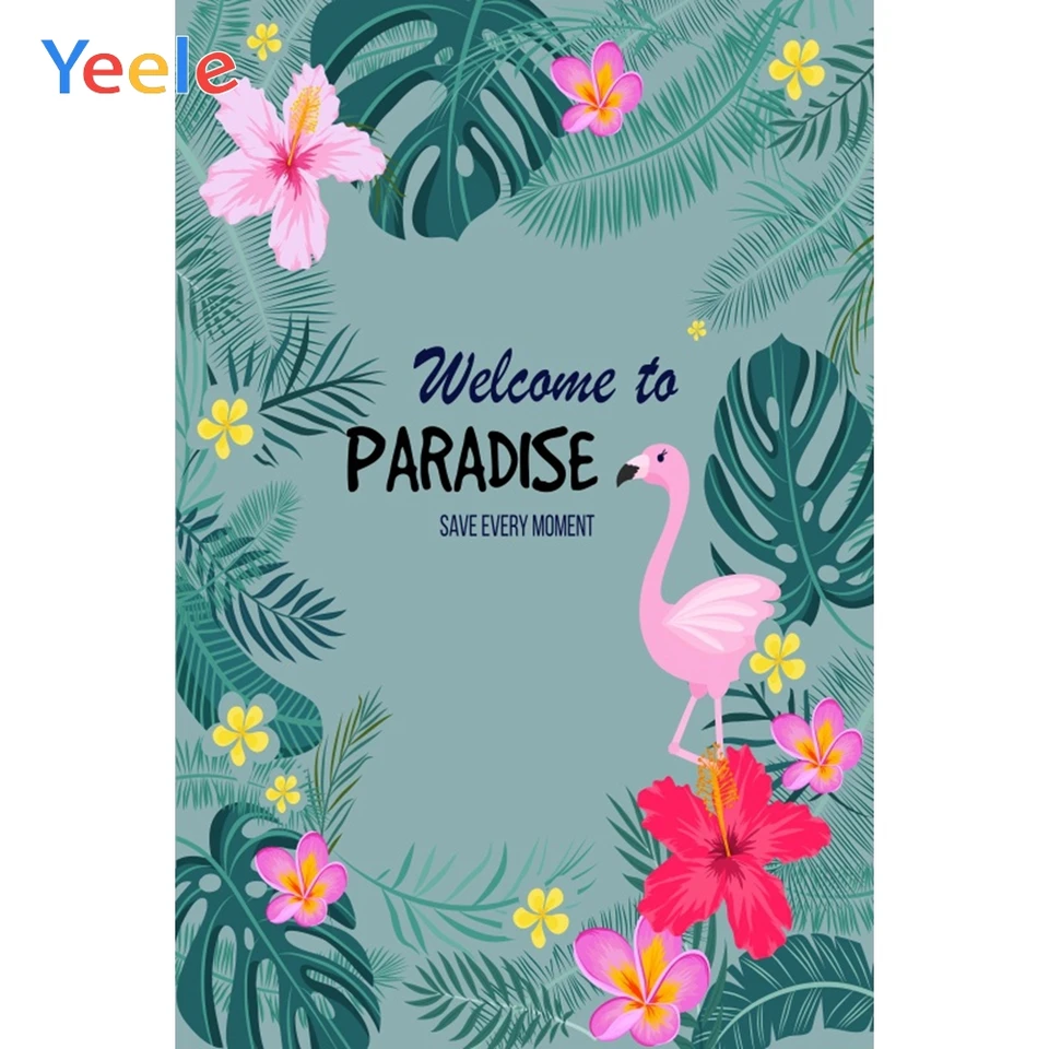 Yeele Love 6x4ft Photography Background Tropical Plant Palm Tree Pink Flower Lotus Summer Photo Backdrop Portrait Shooting Studio Props Wallpaper