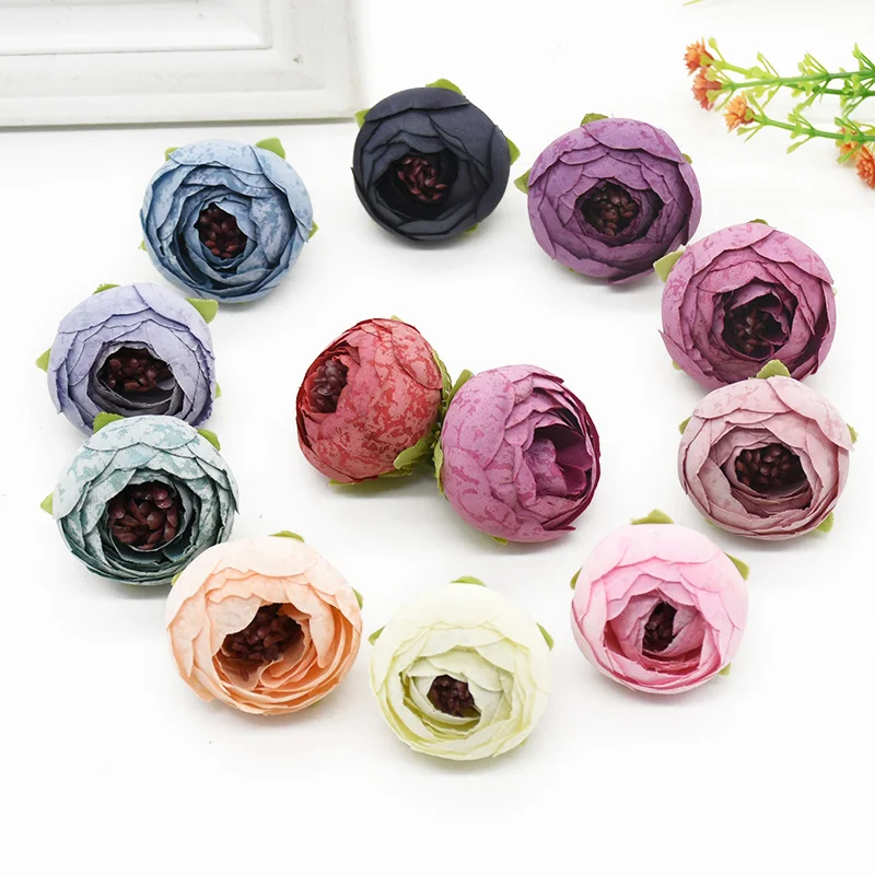 

10 Pieces Artificial flowers Silk tea buds roses Wedding Scrapbooking Home decoration accessories Diy Garlands Brooch decoration