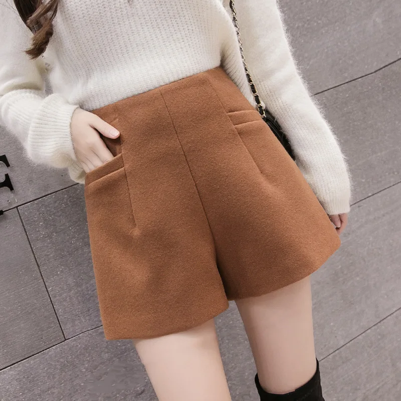 

S-2xl High-waist Woolen Shorts For Women 2019 Winter Warm Black Booty Shorts Ladies Plus Size Women Shorts Mujer