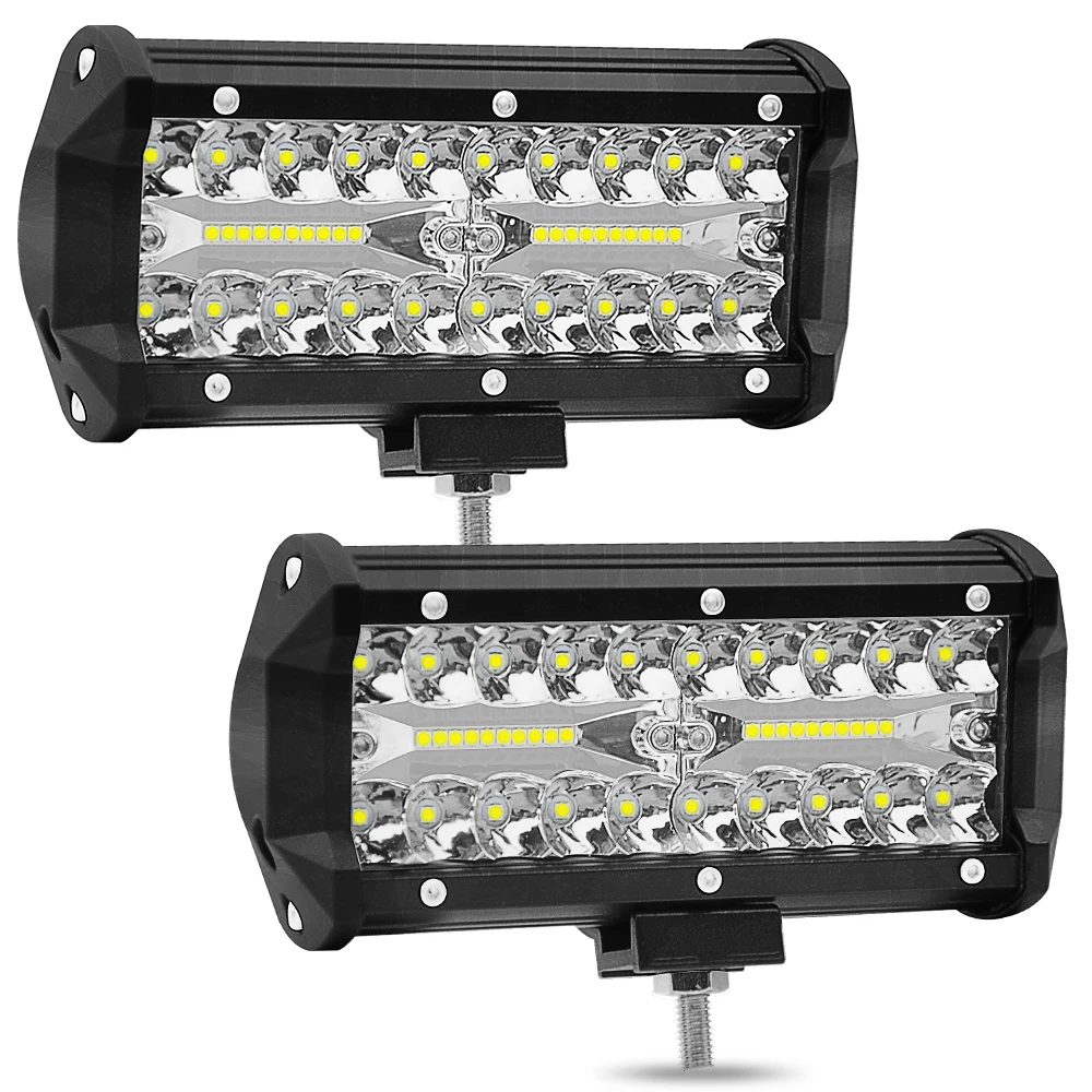 

120W 7inch Car LED Work Light Bar Two-Row Work Light 12V 24V For Driving Offroad Boat Car Tractor Truck 4x4 SUV ATV