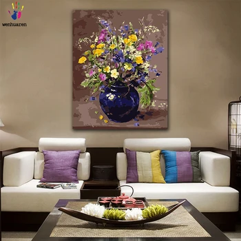 

DIY Coloring paint by numbers Small flower arrangement still life figure paintings by numbers with kits 40x50 framed