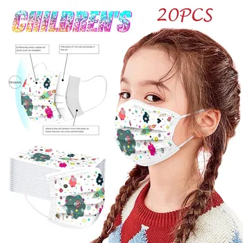 

mouth Masks kids Lovely Cartoons Print Mask Disposable facemask cover mouth Three-layer Melt Blown cloth Masks Ear Loop masque