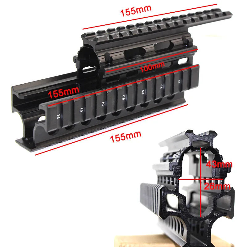 AK47 74 AKs AKM Quad Rails крепление Handguard Rail 20 мм Пикатинни боковой рельс прицел светильник крепление рельсы Чехлы для охоты аксессуары